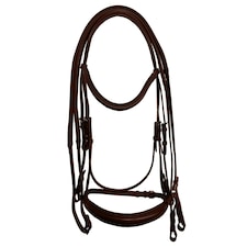 Collegiate Mono Crown Padded Raised Leather Cavesson Bridle - Brown - Cob