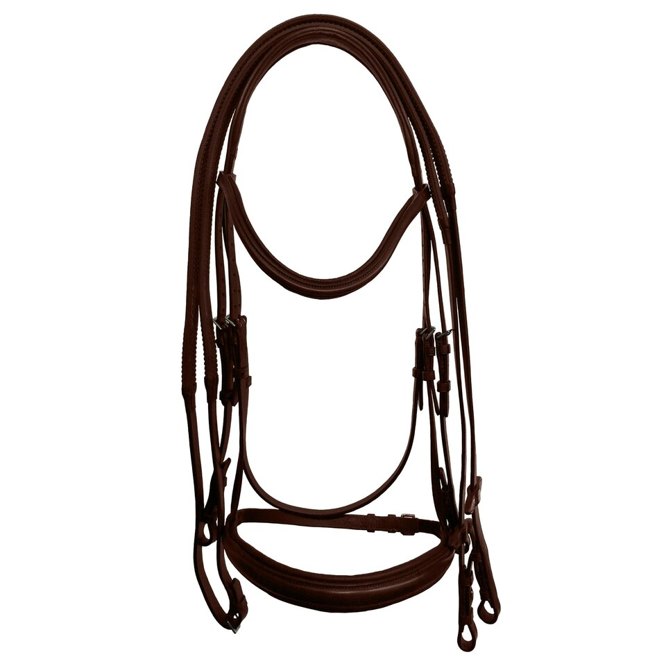 image 1 of Collegiate Mono Crown Padded Raised Leather Cavesson Bridle - Brown - Cob