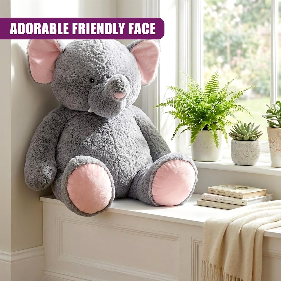 image 1 of The Magic Toy Shop Jumbo Elephant Soft Toy 100cm Giant Plush Stuffed Animal