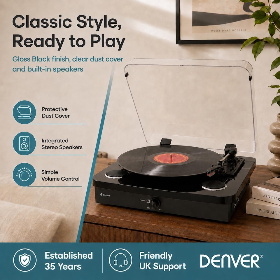 image 1 of Lightwood Vinyl Record Player With Stereo Speakers - Bluetooth Send & Receive - USB & SD Recording - AUX IN & RCA Out