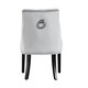 image 5 of Single Velvet Dining Chair Ergonomic Scoop Knockerback & Button Tufted Wood Legs Grey | Light Grey