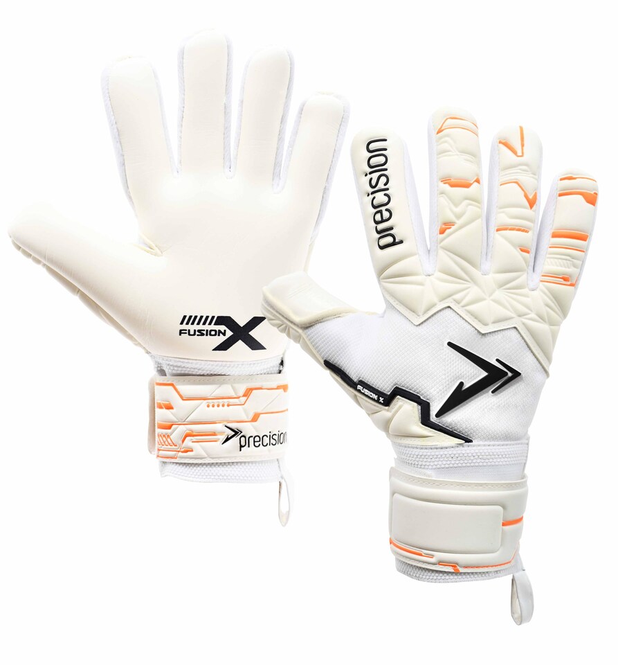 image 1 of Precision Training Fusion X Pro Negative Contact Duo Grip Professional Football Junior Goalkeeper Gloves, White, 7
