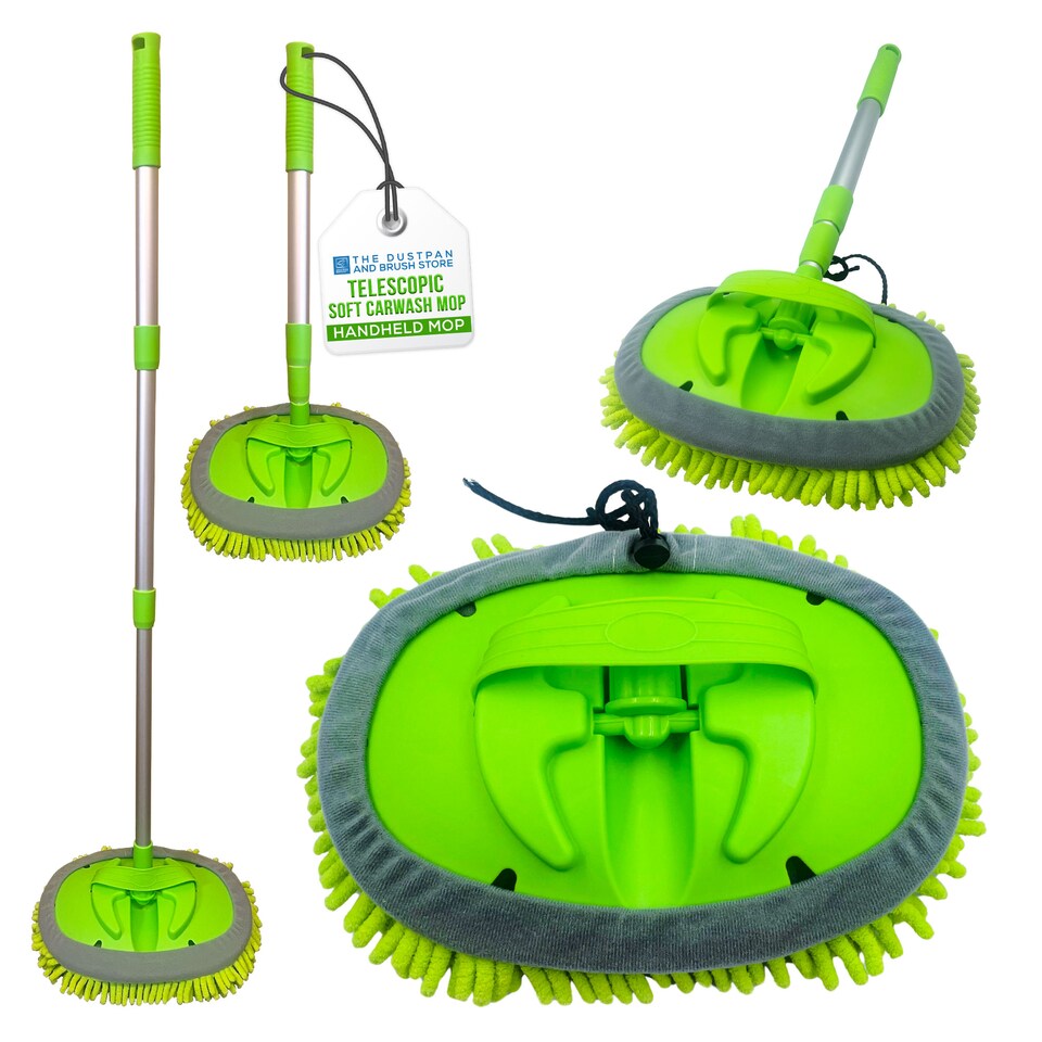 image 1 of Microfibre Chenille Car Cleaning Brush Refills Window Cleaner Compatible with Telescopic Car Washing Kit | Green | Green | 2