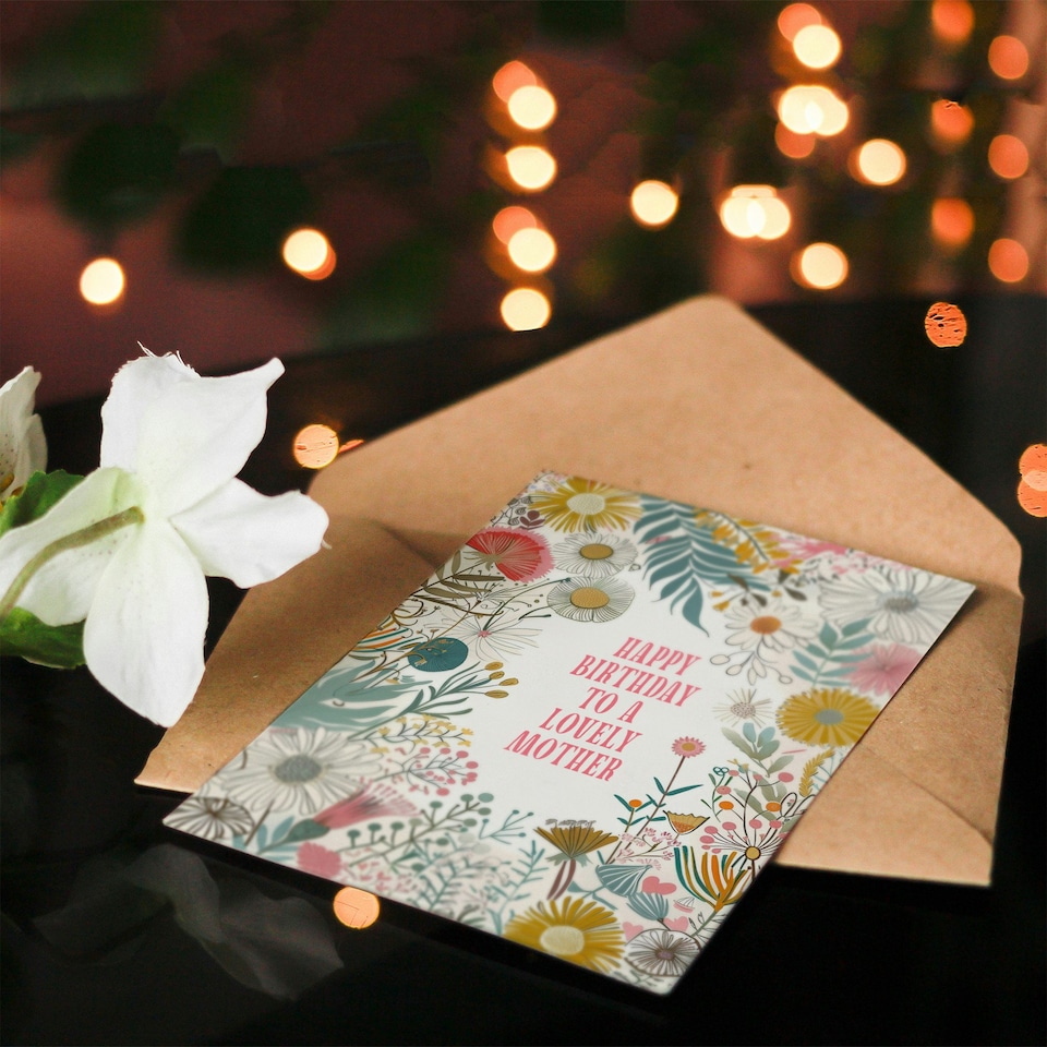 image 1 of Modern Floral Wildflower Boho Elegant Mother Birthday Card