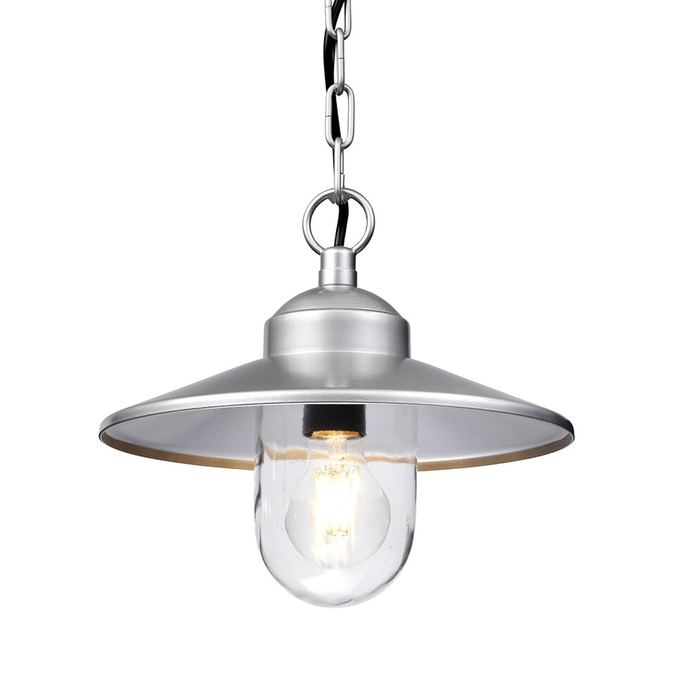 image 1 of Klampenborg 1 Light Outdoor Ceiling Chain Lantern Silver IP44, E27