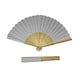 image 3 of White Paper Foldable Hand Held Bamboo Wooden Fan by Parev