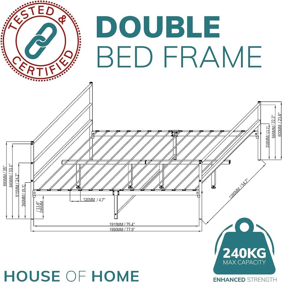 image 1 of Double Metal Bed Frame Extra Strong Stylish Modern Bedroom Storage Sturdy Design