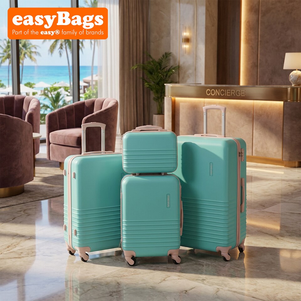 image 1 of Fergana 4 Piece ABS Hard Shell Luggage Set Lightweight Spinner Suitcases TSA Lock Baby Blue