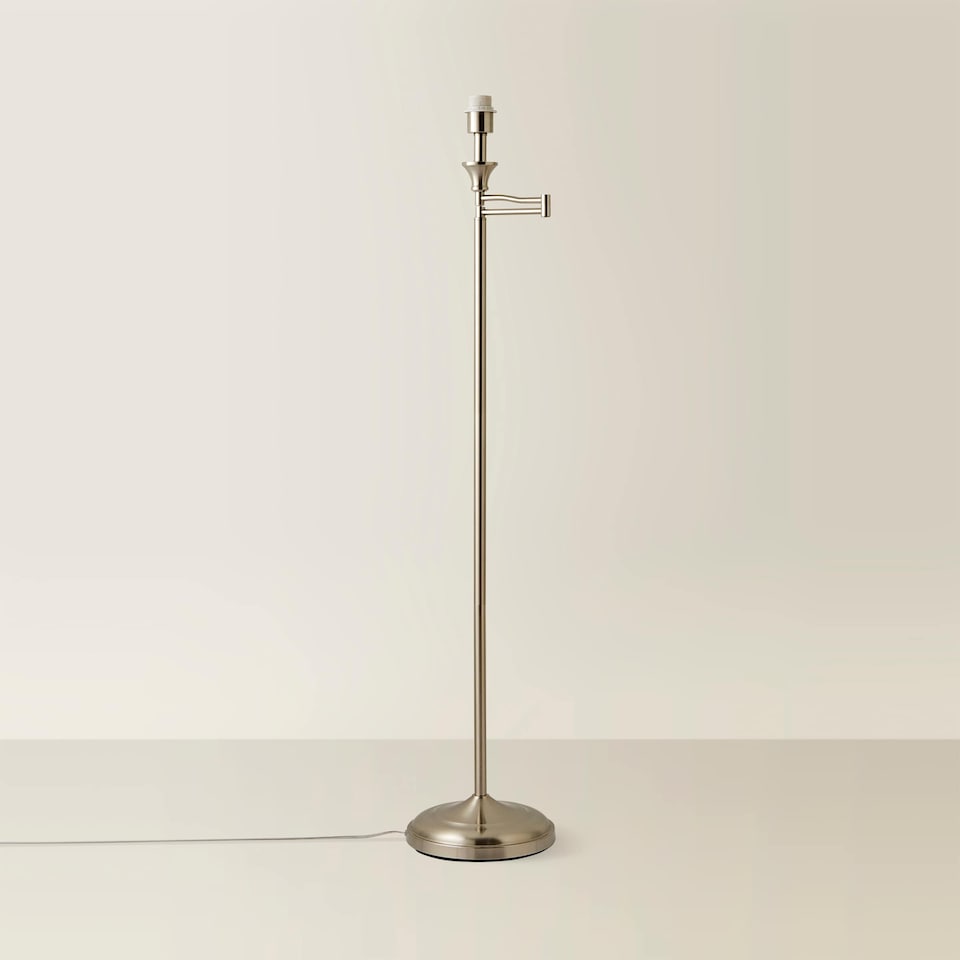 image 1 of ValueLights Modern Brushed Chrome Adjustable Swing Arm Floor Lamp Base | Chrome