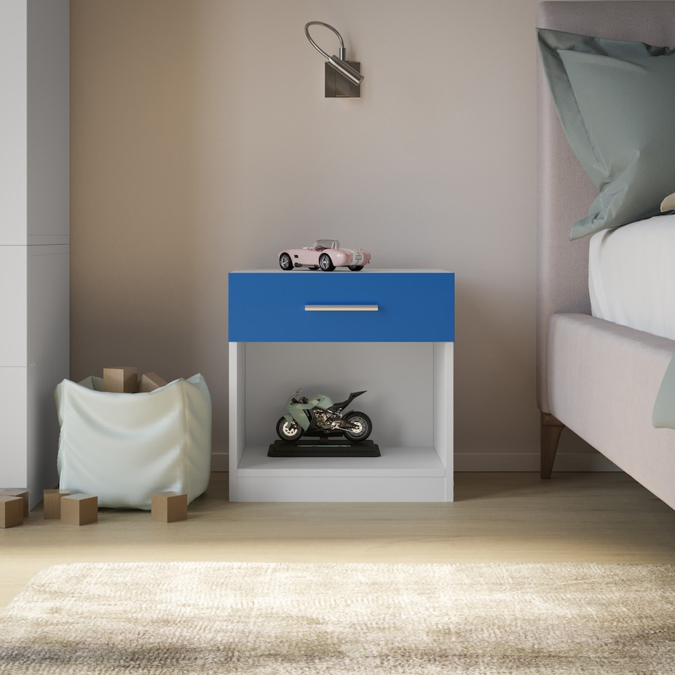 image 1 of Orlando Kids 1 Drawer White Bedside Table | White | 1