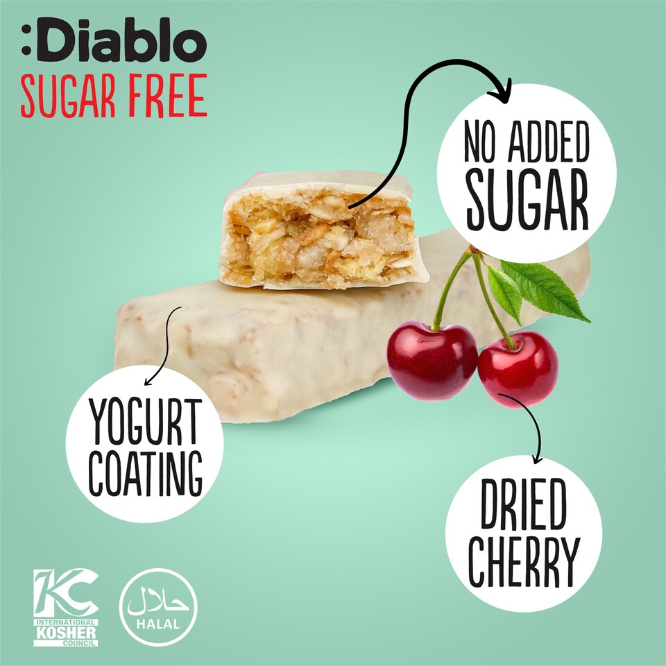 image 1 of Diablo No Added Sugar Yoghurt and Cherry Muesli Bar 30g 4 Pack