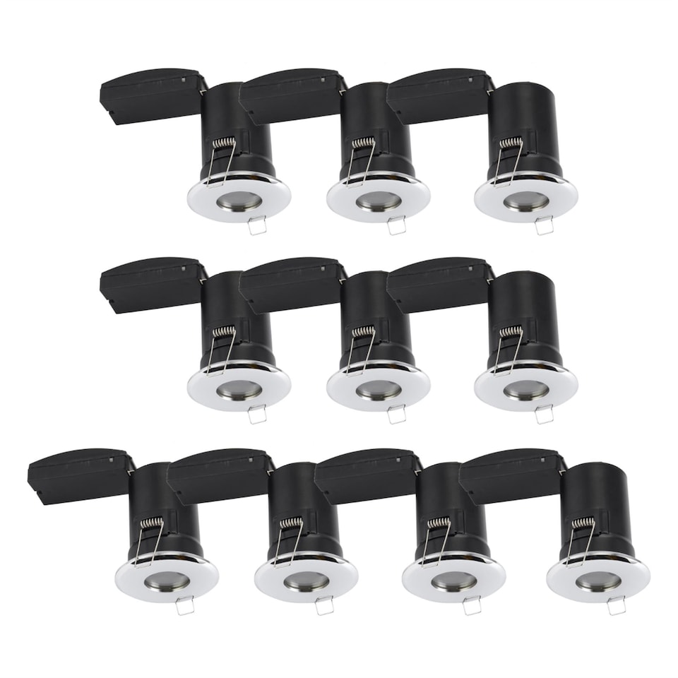 image 1 of Set of 10 - Chrome IP65 Bathroom Recessed Fire Rated Downlights
