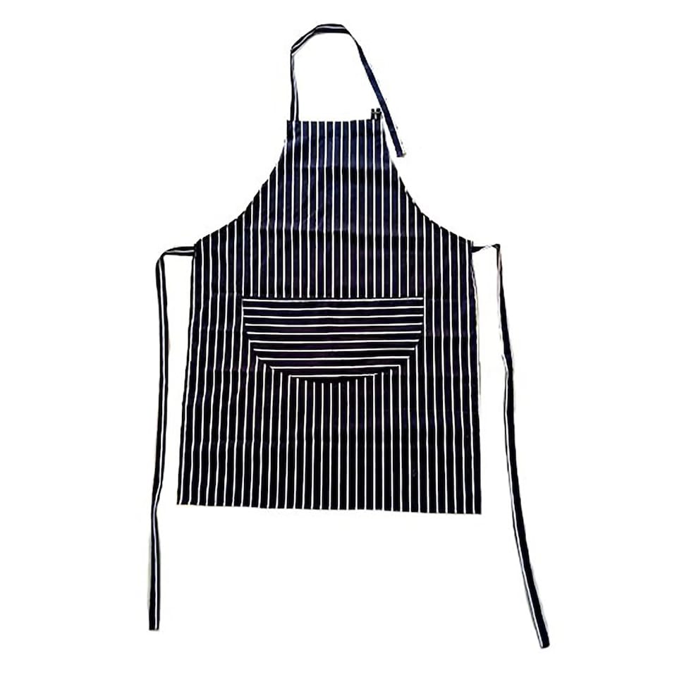 image 1 of Adult Cotton Blue & White Butcher Stripe Chef Apron with Pockets | Blue