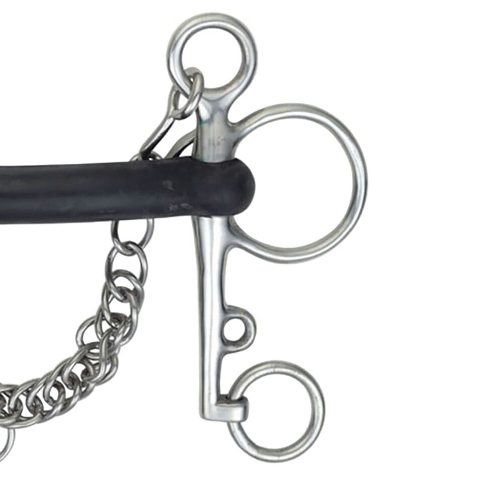 image 1 of Shires Hard Rubber Horse Pelham Bit - Black/Silver - 5in