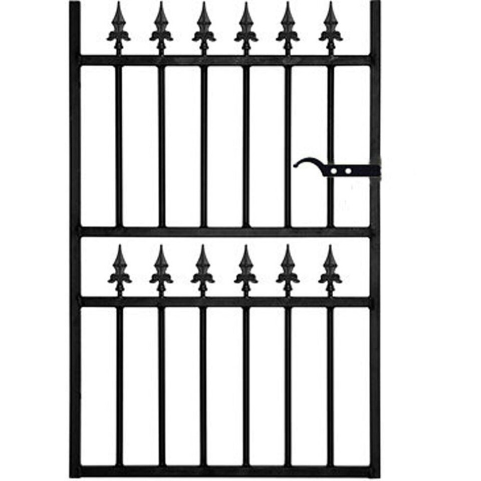 image 1 of Corfe Premium Range Spear Top Single Gate - Solid Steel - Fits Gap of 1067 mm x 1168 mm High - Electro Galv./Black Powder Coated Black