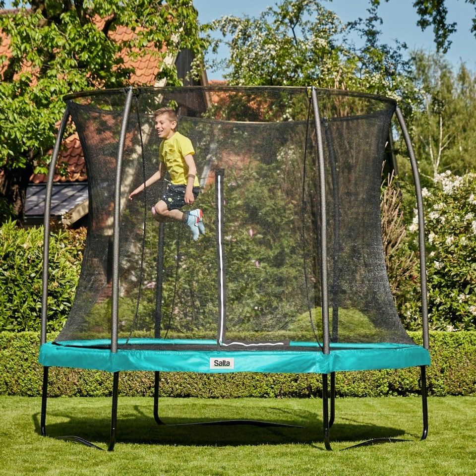 image 1 of 14ft Salta Green Round Comfort Edition Trampoline with Enclosure