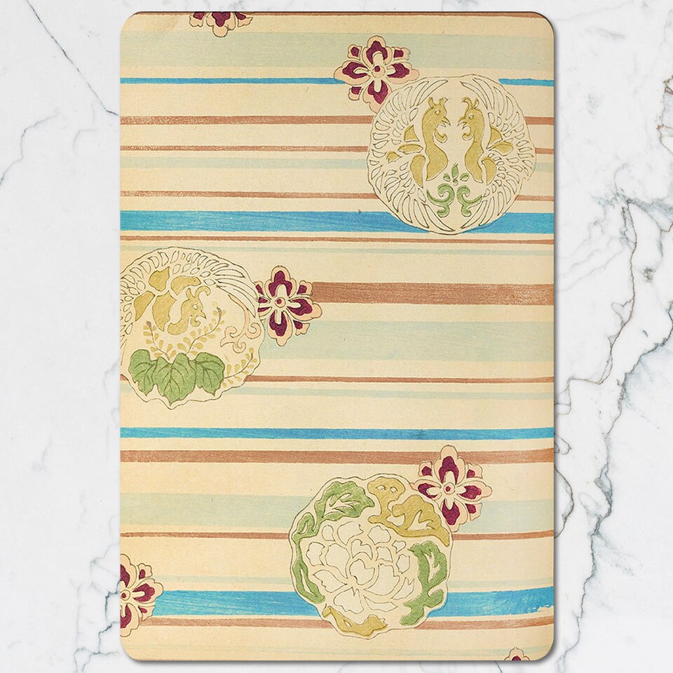 image 1 of 12 Piece Placemats And Coasters Set With Designer Artwork And Wood Backing