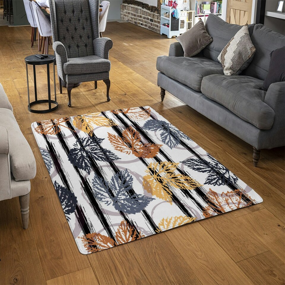 image 1 of Cute autumn leaves (Rug) Multi | Large: 140x200cm