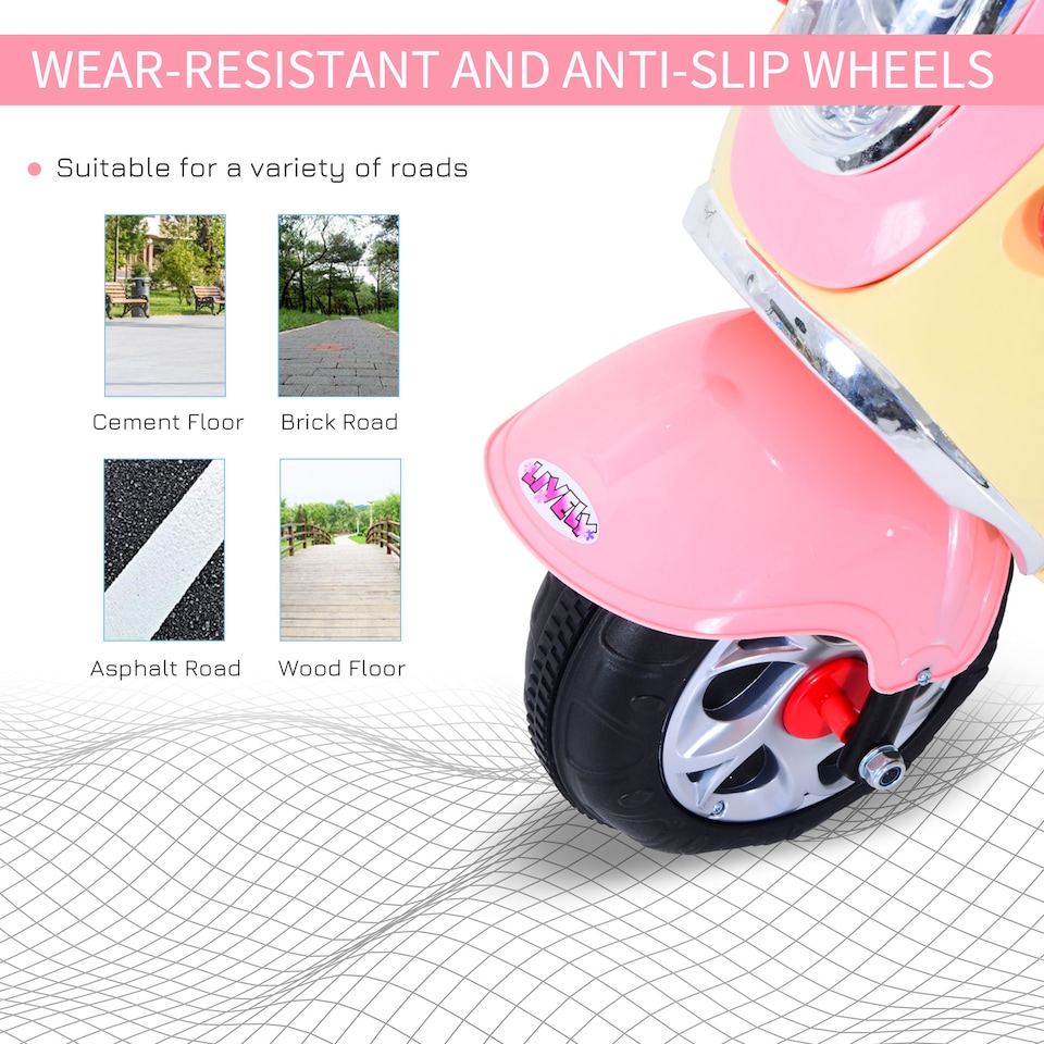 image 1 of HOMCOM Electric Ride on Toy Car Kids Motorbike Children Battery Tricycle Pink