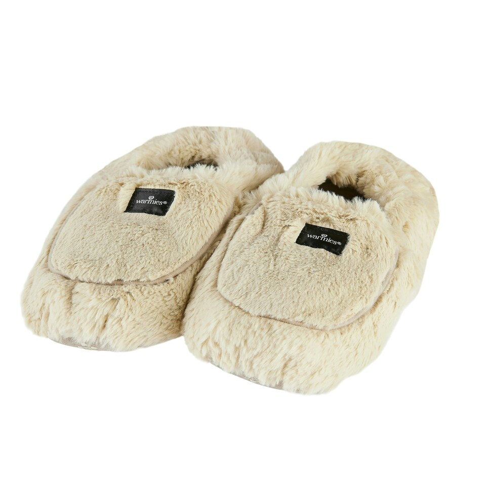 image 1 of Warmies Microwavable Slippers Almond Colour One Size