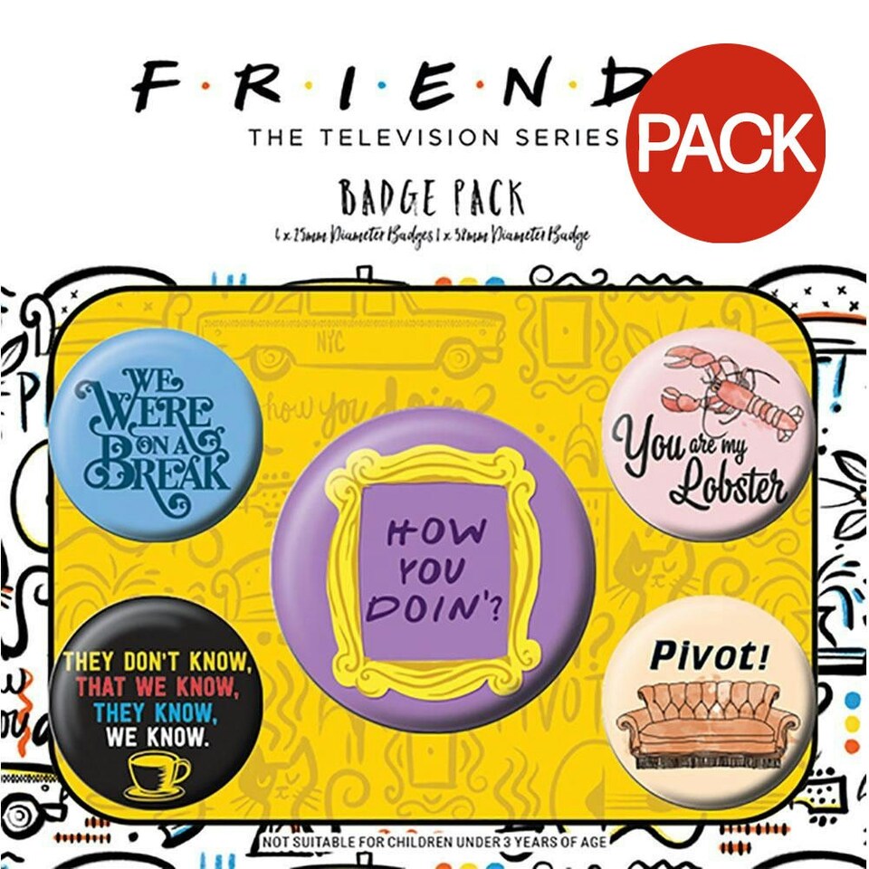 image 1 of Friends Button Badges (Pack of 5) - Multicoloured - One Size