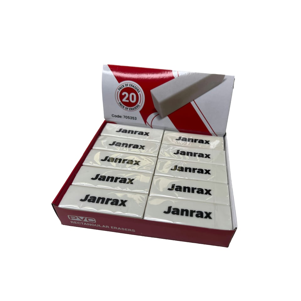 image 1 of Pack of 20 PVC Rectangular Erasers