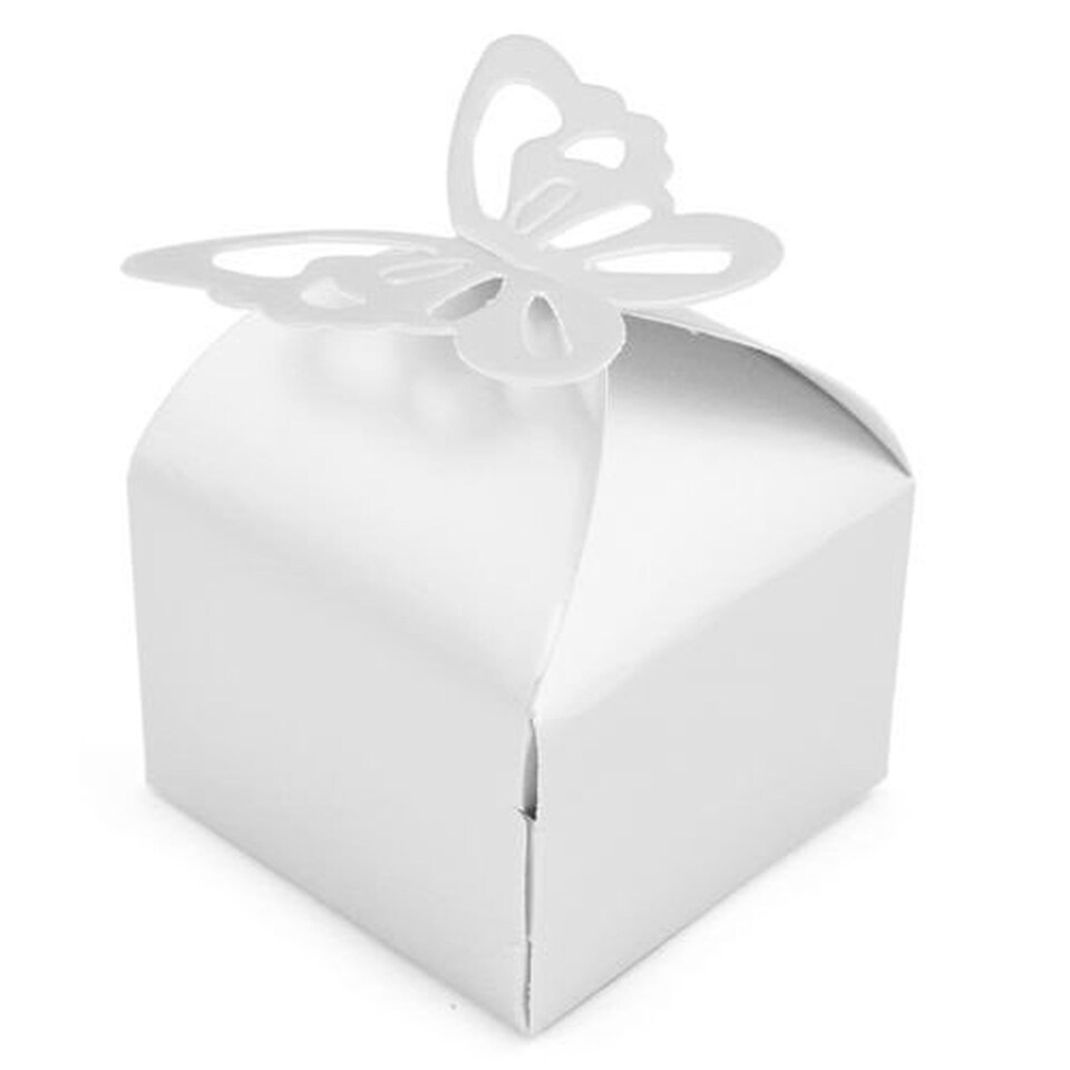 image 1 of 50 Wedding Favour Boxes Butterfly Design Self Assembly Gift Sweet Treat Boxes for Weddings Parties Anniversaries Celebrations 6cm