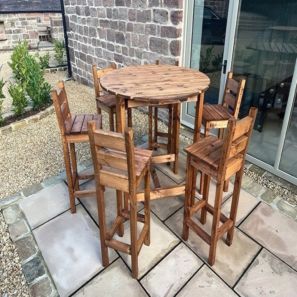 image 1 of Deluxe Alfresco Bar Set Six Seater - L200 x W200 x H110 - Redwood