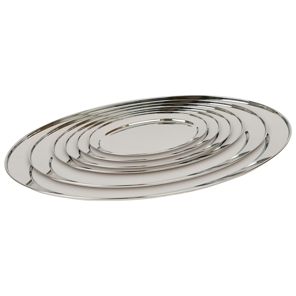 image 1 of Argon Tableware 6pc Oval Stainless Steel Serving Platter Set - 25cm-60cm