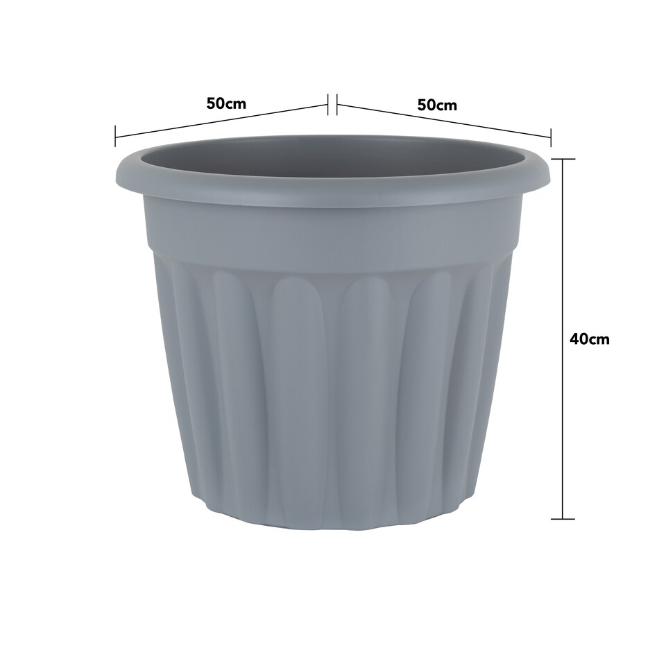 image 1 of Wham Vista 3 x 50cm Round Plastic Garden Planters | Grey | Upcycle Grey