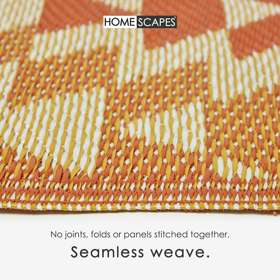 image 1 of Homescapes Outdoor Rug Luxury Waterproof Reversible Recycled, For Garden, Anya Aztec | Orange | Orange and White
