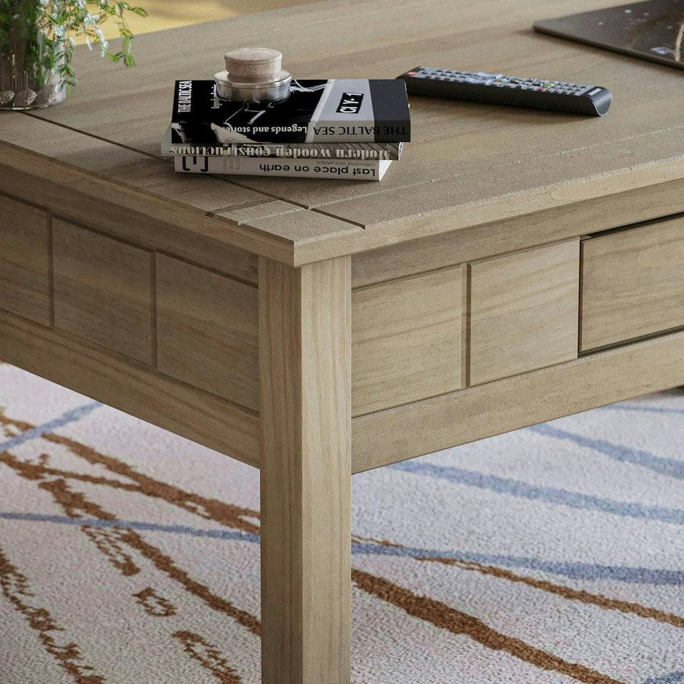 image 1 of Vida Designs Panama 1 Drawer Storage Coffee Table, Solid Pine Wood