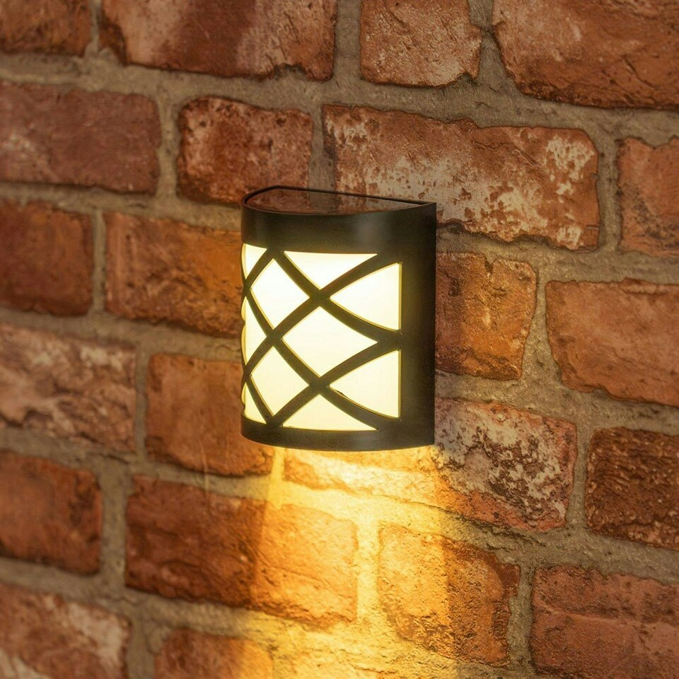 image 1 of ValueLights Set of 4 Diamond Black Outdoor Solar Wall Light Black