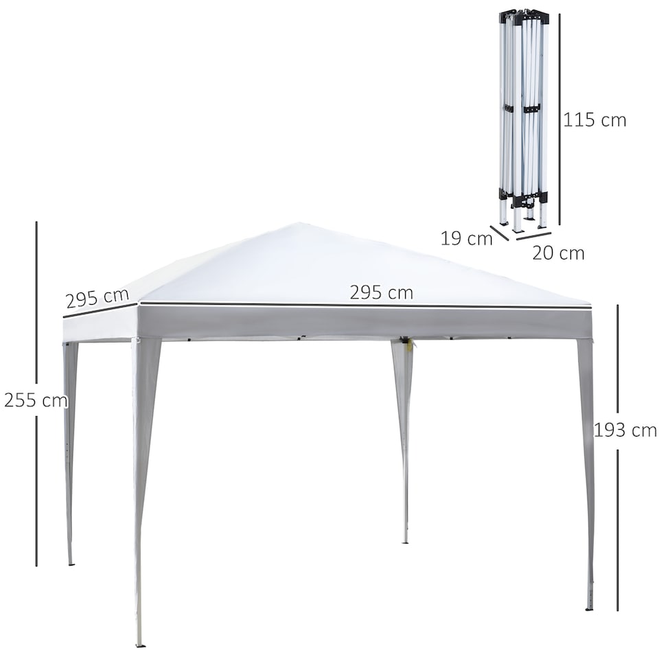 image 1 of Outsunny 3 x 3M Garden Pop Up Gazebo Height Adjustable Marquee Party Tent Wedding Canopy with Carrying Bag, White