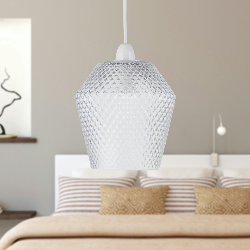 image 1 of Porter - Clear Textured Glass Easy Fit Pendant Shade Clear