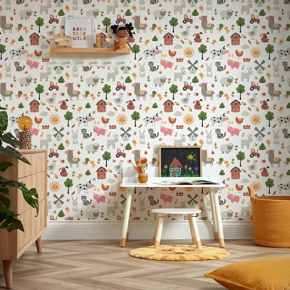 image 1 of Down On The Farm Wallpaper in Multicoloured Multi