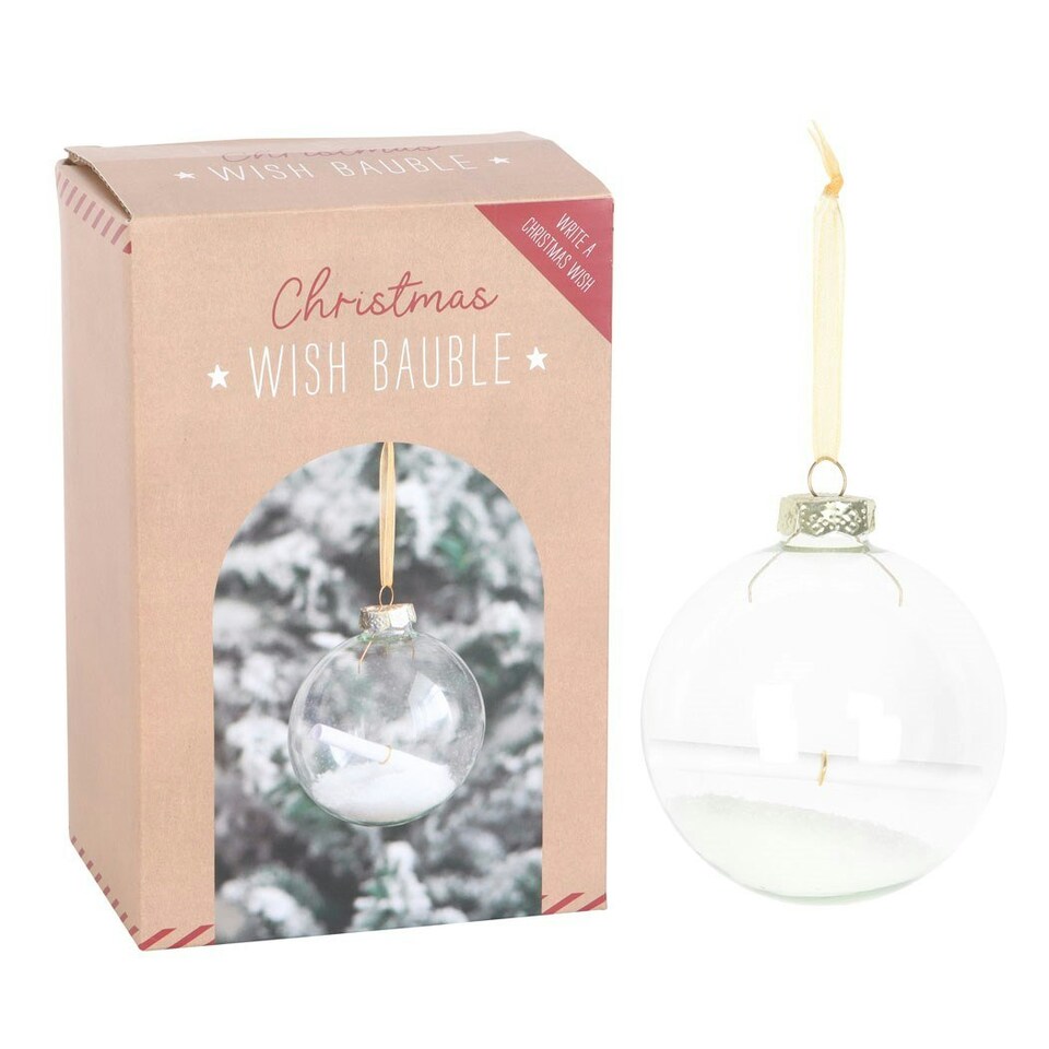 image 1 of Something Different Christmas Wish Glass Hanging Bauble - Transparent - One Size