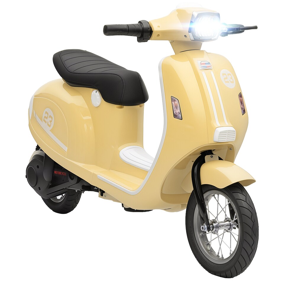image 1 of AIYAPLAY Kids Electric Motorbike, 24V Battery Powered Ride on Motorcycle with Manual Throttle, Brakes and LED Lights for Ages 8-12 Years Old Boys and Girls | Cream