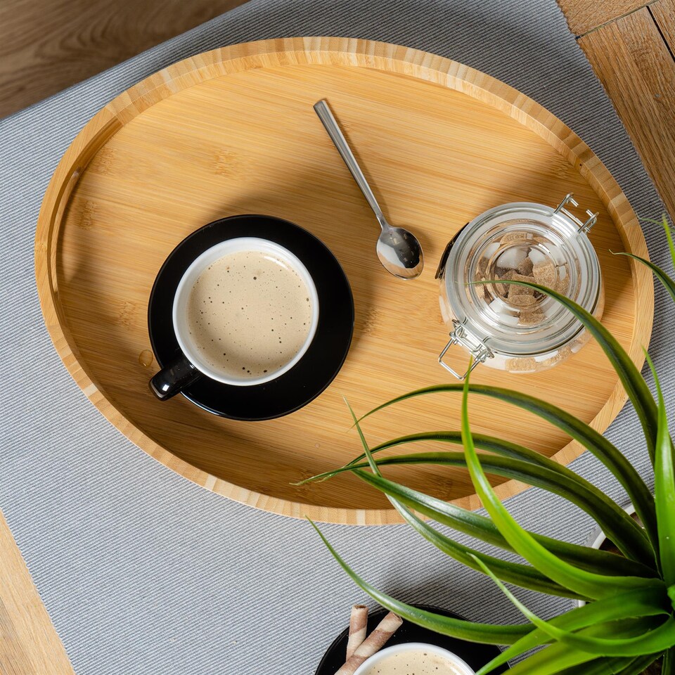 image 1 of Argon Tableware 12 Piece Coloured Cappuccino Cup & Saucer Set - 250ml - Black
