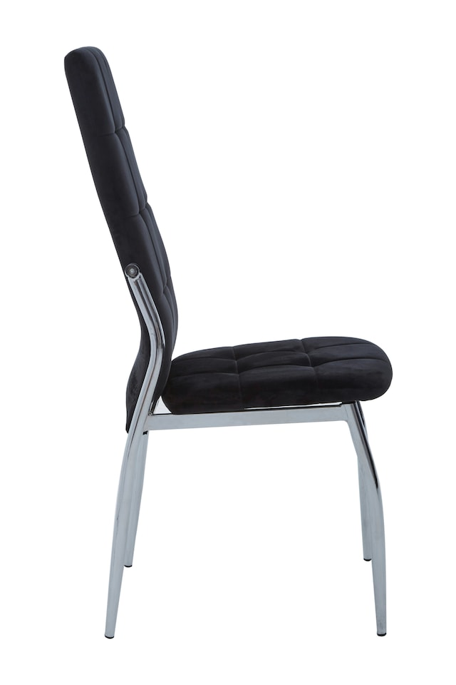image 1 of Interiors By Premier Black Velvet High Back Dining Chair,Kitchen Chair With High Back,Chrome Finish Lounge Chair,Outdoor Chair | Black