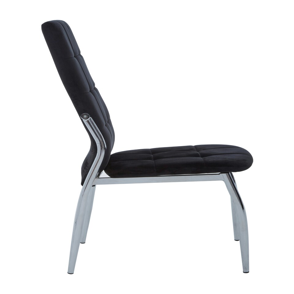 image 1 of Interiors By Premier Black Velvet High Back Dining Chair,Kitchen Chair With High Back,Chrome Finish Lounge Chair,Outdoor Chair Black