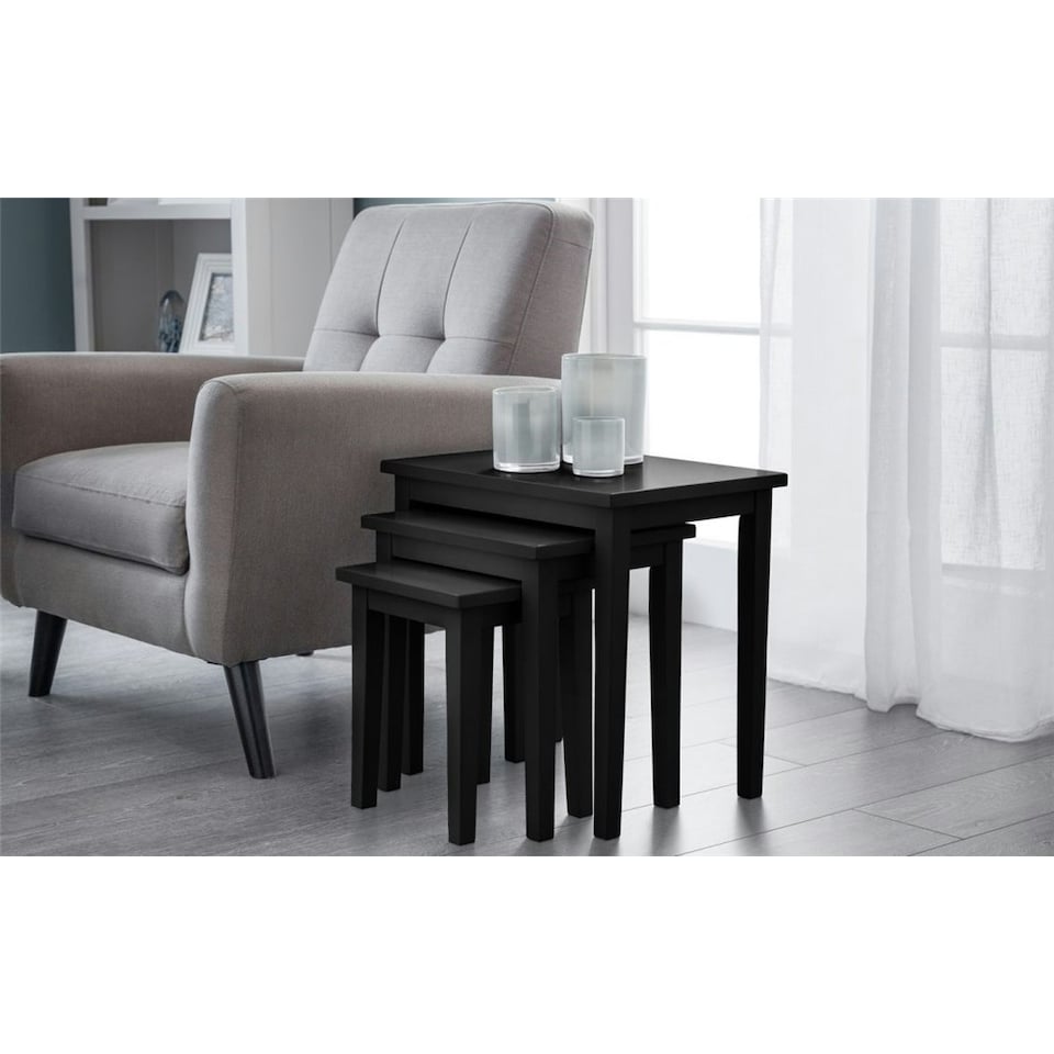 image 1 of Premium Wooden Black Nest of Tables | Black | Black