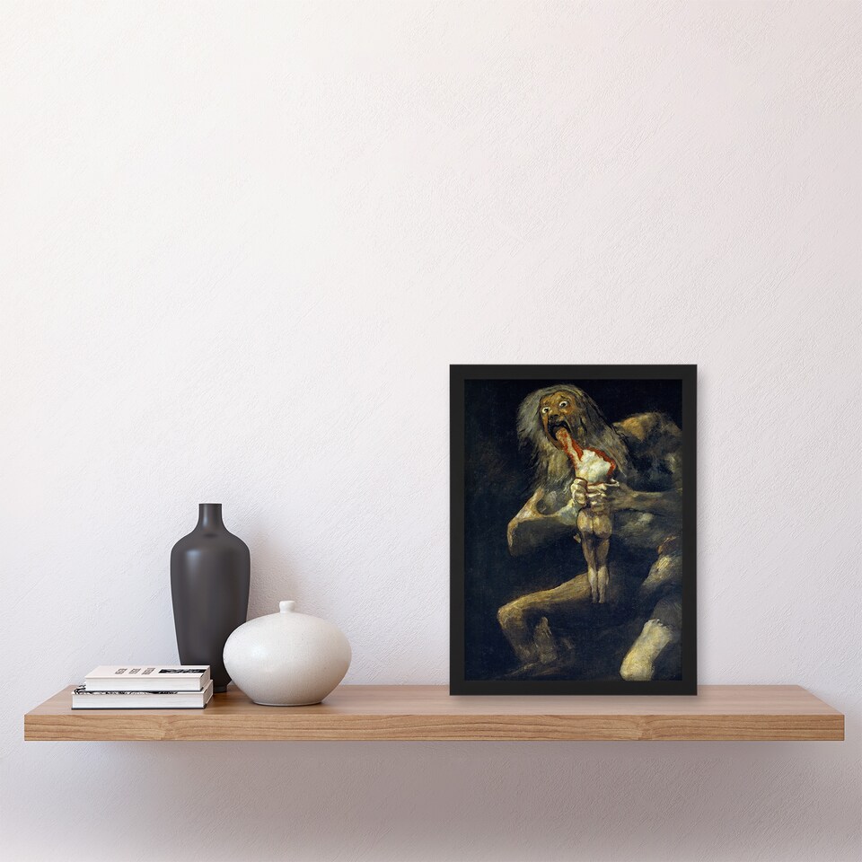 image 1 of Francisco Goya Saturn Devouring His Son Painting Framed Wall Art Print A4