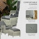 image 3 of Outsunny Recliner Rattan Garden Furniture w/ Two-tier Table, Grey