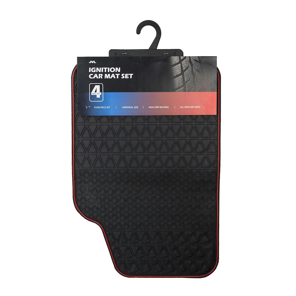 image 1 of JVL PVC Ignition 4 Piece Car Mat Set, Universal - Red