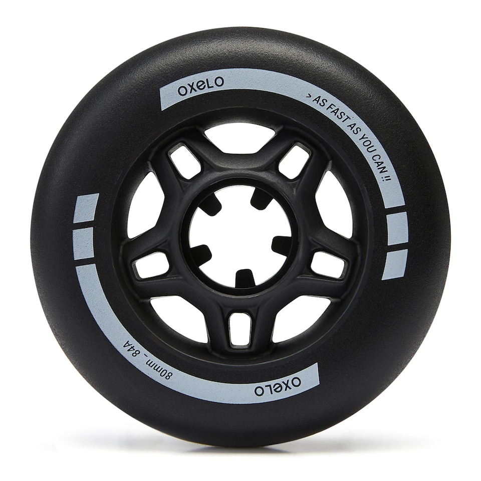 image 1 of Decathlon 80 mm 84A Inline Fitness Skate Wheels Fit 4-Pack - Black