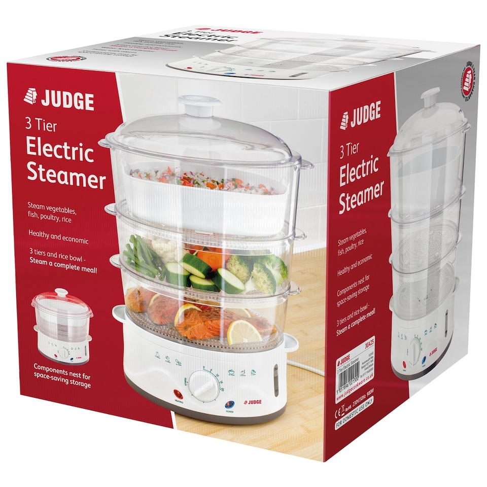image 1 of Judge Electric 3 Tier Food Steamer 8.5L with Rice Bowl