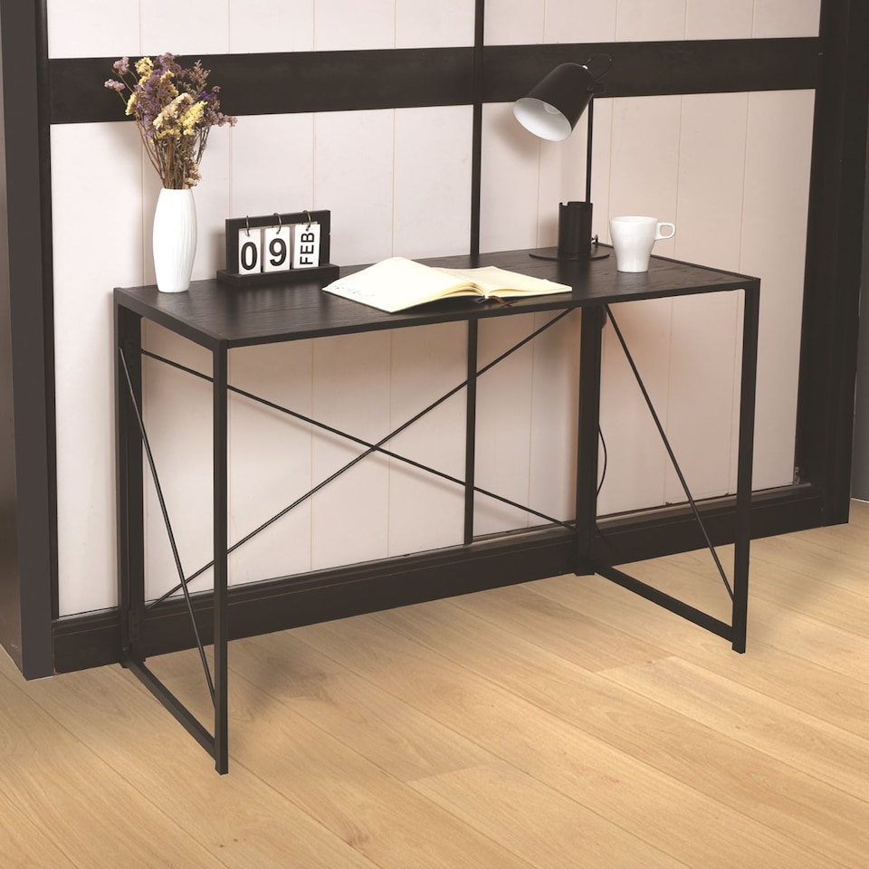 image 1 of House of Home Wooden Folding Office Desk Foldable Computer and Study Table Ideal for Laptops Black | Black