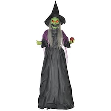 HOMCOM Voice Activated Halloween Animatronics Witch, Battery Operated