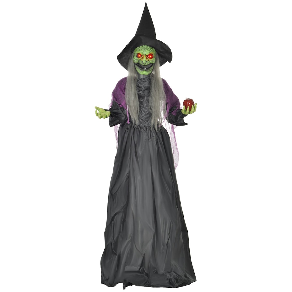 image 1 of HOMCOM Voice Activated Halloween Animatronics Witch, Battery Operated